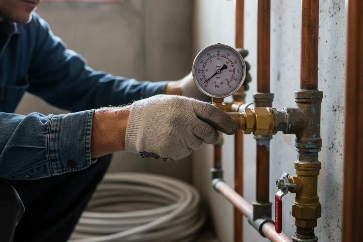 Pressure testing a repaired line during Water Line Repair in Prattsville